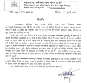 (बड़ी खबर)यूके एसएससी ने स्नातक स्तरीय पदों की भर्ती पर  की  बड़ी अपडेट ।